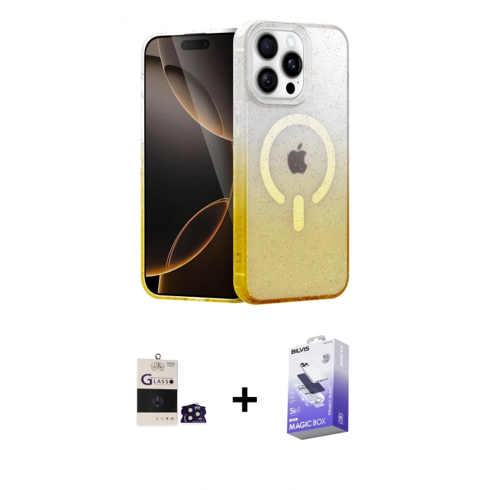 MARSİLYAN™- iPhone 14 Pro Max Kılıf Eksen Minimal Özel Seri - Siyah Bilvis 5in1 5D Magic Hayalet Cam Ekran Koruyucu + Bilvis Titan Kamera Lens - DNMR