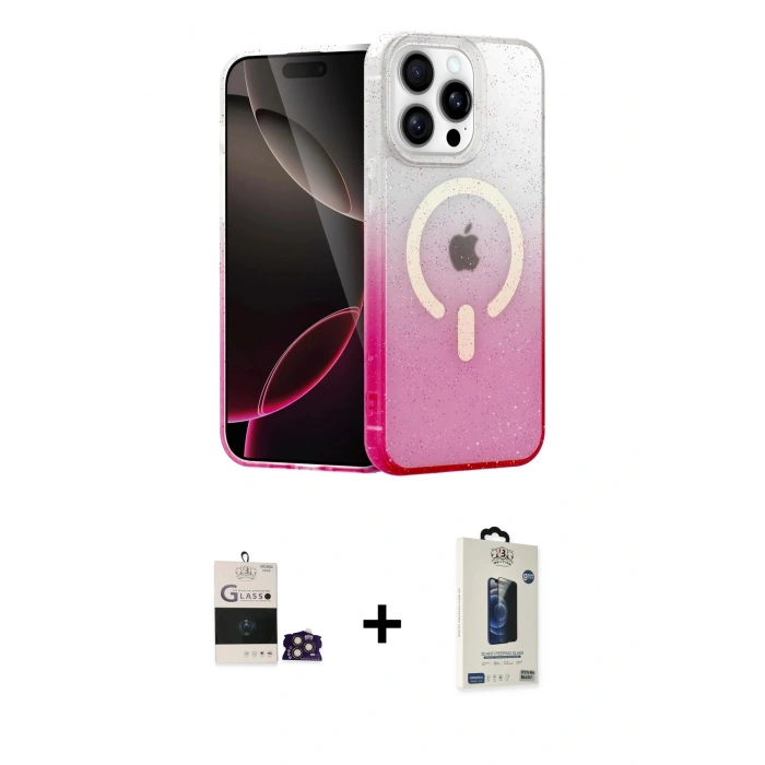 MARSİLYAN™- iPhone 14 Pro Max Kılıf Eksen Minimal Özel Seri - Siyah Bilvis Hayalet Cam Ekran Koruyucu + Bilvis Titan Kamera Lens - GD