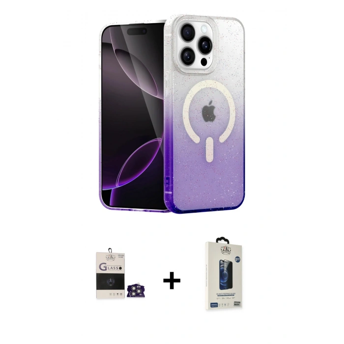 MARSİLYAN™- iPhone 14 Pro Max Kılıf Eksen Minimal Özel Seri - Siyah Bilvis Hayalet Cam Ekran Koruyucu + Bilvis Titan Kamera Lens - GS