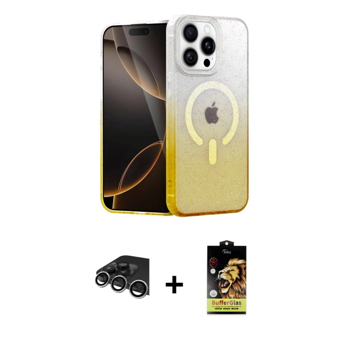 MARSİLYAN™- iPhone 14 Pro Max Kılıf Eksen Minimal Özel Seri - Siyah Buffer Cam Ekran Koruyucu + Raze Metal Kamera Lens - GS