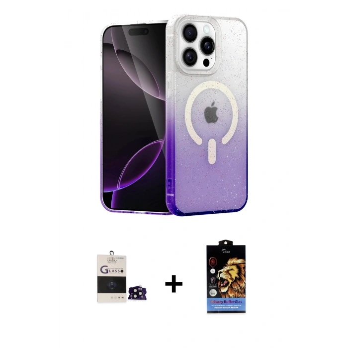 MARSİLYAN™- iPhone 14 Pro Max Kılıf Eksen Minimal Özel Seri - Siyah Buffer Hayalet Cam Ekran Koruyucu + Siyah Bilvis Titan Kamera Lens