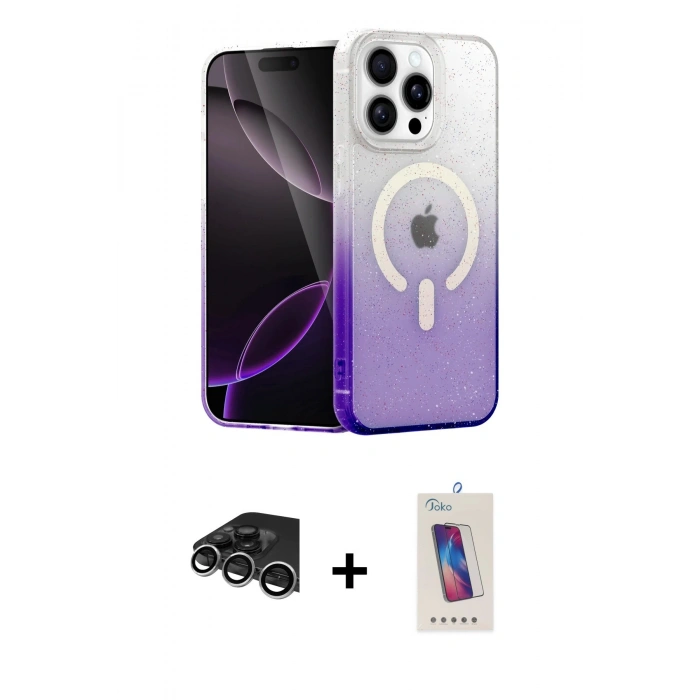 MARSİLYAN™- iPhone 14 Pro Max Kılıf Eksen Minimal Özel Seri - Siyah Joko 5D Cam + Gümüş Raze Metal Kamera Lens