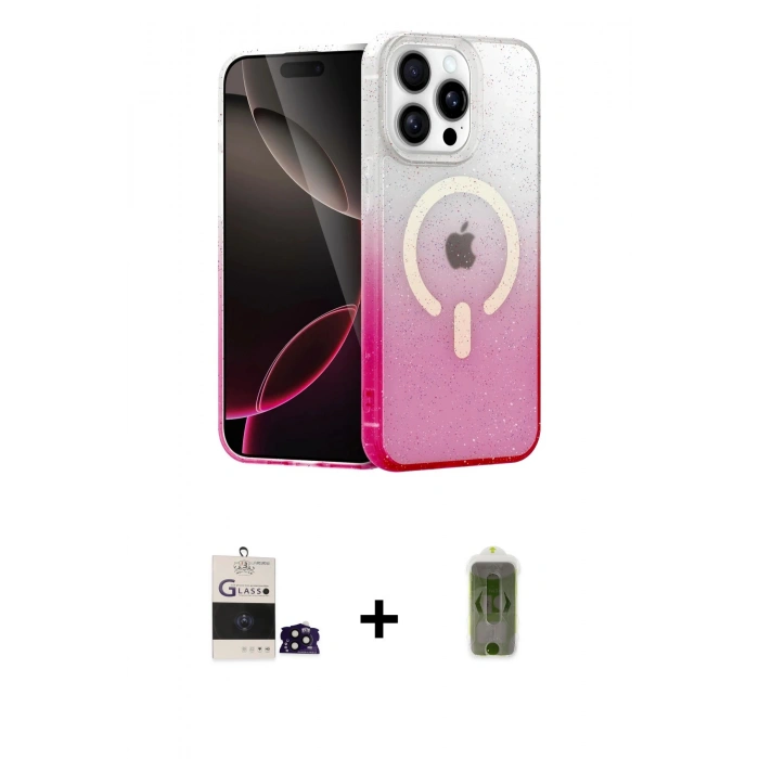 MARSİLYAN™- iPhone 14 Pro Max Kılıf Eksen Minimal Özel Seri - Siyah Joko Magic 5D Hayalet Cam + Bilvis Titan Kamera Lens - SH