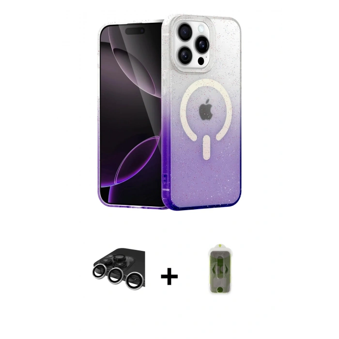 MARSİLYAN™- iPhone 14 Pro Max Kılıf Eksen Minimal Özel Seri - Siyah Joko Magic 5D Hayalet Cam + Raze Metal Kamera Lens - GS