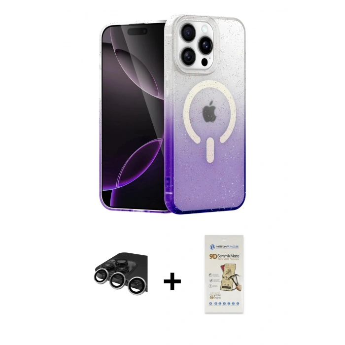 MARSİLYAN™- iPhone 14 Pro Max Kılıf Eksen Minimal Özel Seri - Siyah Mat Seramik Nano Ekran Koruyucu + Raze Metal Kamera Lens - GS