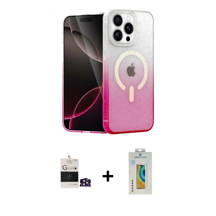 MARSİLYAN™- iPhone 14 Pro Max Kılıf Eksen Minimal Özel Seri - Siyah Polymer Nano Ekran Koruyucu + Bilvis Titan Kamera Lens - GD