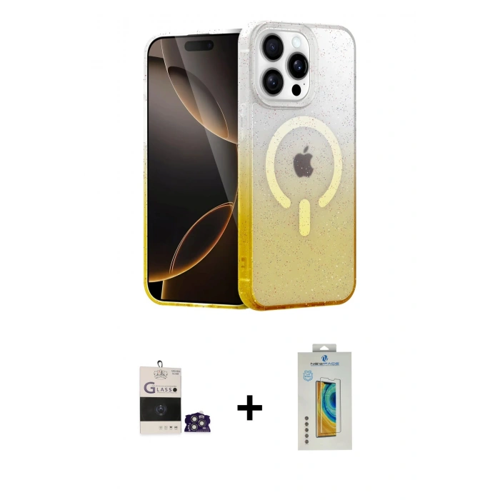 MARSİLYAN™- iPhone 14 Pro Max Kılıf Eksen Minimal Özel Seri - Siyah Polymer Nano Ekran Koruyucu + Bilvis Titan Kamera Lens - GS