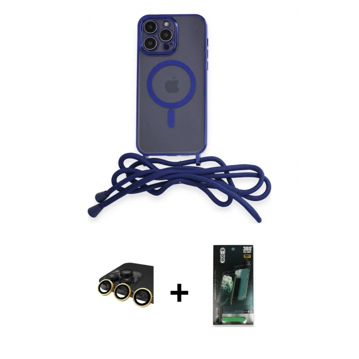 MARSİLYAN™- iPhone 14 Pro Max Kılıf Eksen Özel Seri - Şeffaf 360 Full Body Arka Koruyucu + Raze Metal Kamera Lens - GD