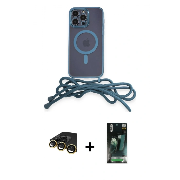 MARSİLYAN™- iPhone 14 Pro Max Kılıf Eksen Özel Seri - Şeffaf 360 Full Body Arka Koruyucu + Raze Metal Kamera Lens - GD