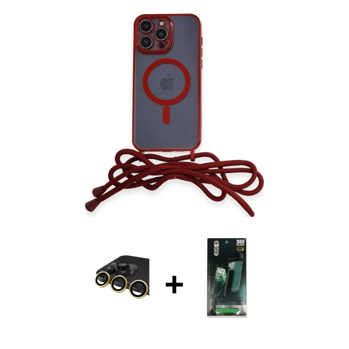 MARSİLYAN™- iPhone 14 Pro Max Kılıf Eksen Özel Seri - Şeffaf 360 Full Body Arka Koruyucu + Raze Metal Kamera Lens - GD
