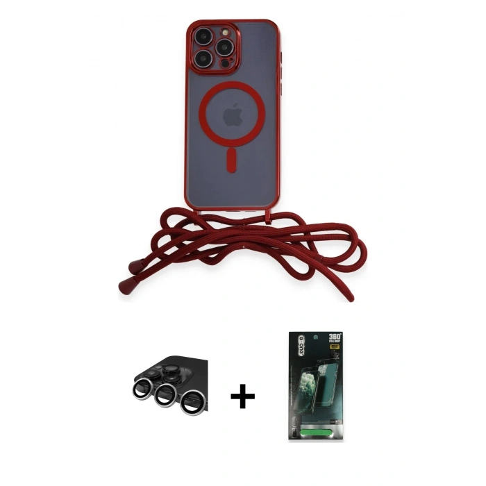 MARSİLYAN™- iPhone 14 Pro Max Kılıf Eksen Özel Seri - Şeffaf 360 Full Body Arka Koruyucu + Raze Metal Kamera Lens - GS