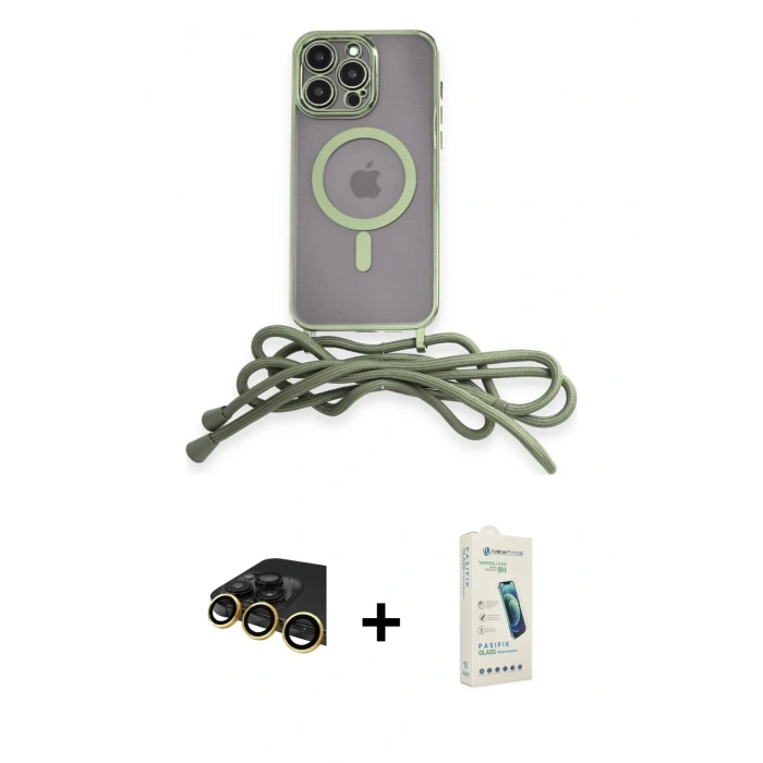 MARSİLYAN™- iPhone 14 Pro Max Kılıf Eksen Özel Seri - Şeffaf Pasifik Cam Ekran Koruyucu + Raze Metal Kamera Lens - GD