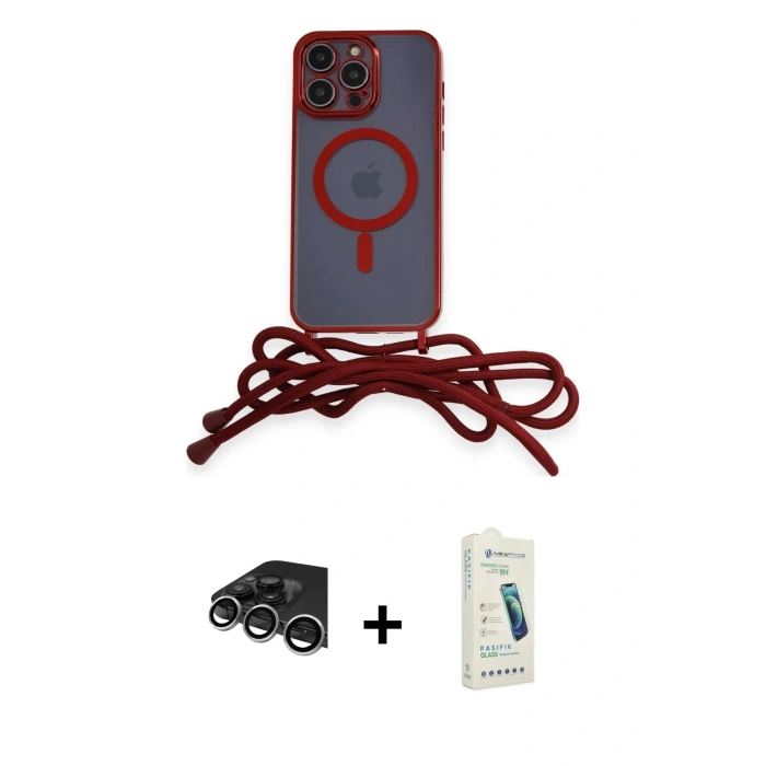MARSİLYAN™- iPhone 14 Pro Max Kılıf Eksen Özel Seri - Şeffaf Pasifik Cam Ekran Koruyucu + Raze Metal Kamera Lens - GS