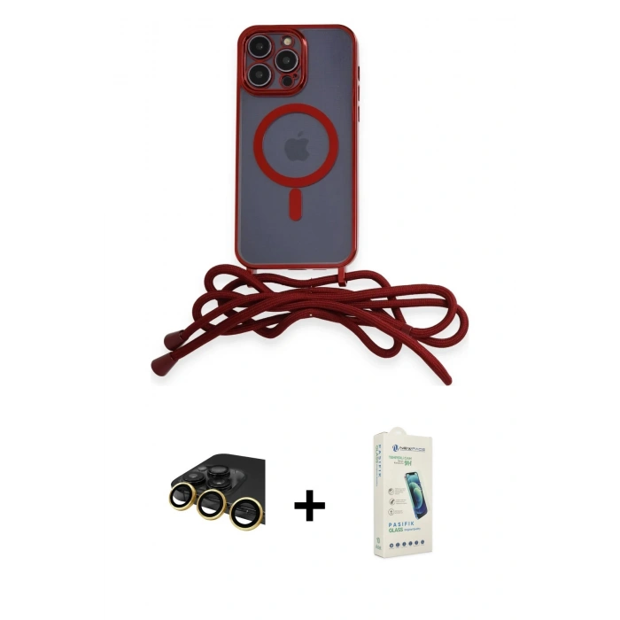 MARSİLYAN™- iPhone 14 Pro Max Kılıf Eksen Özel Seri - Şeffaf Pasifik Cam Ekran Koruyucu + Raze Metal Kamera Lens - GD