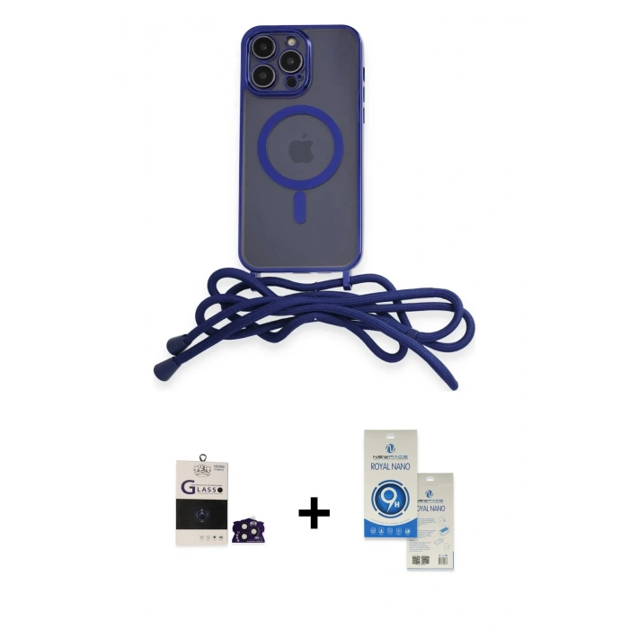 MARSİLYAN™- iPhone 14 Pro Max Kılıf Eksen Özel Seri - Şeffaf Royal Nano Ekran Koruyucu + Bilvis Titan Kamera Lens - DNMR