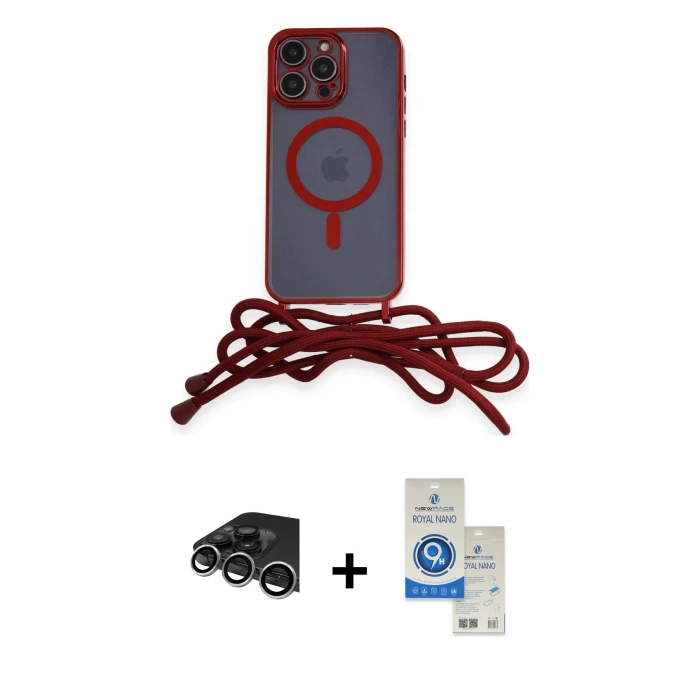 MARSİLYAN™- iPhone 14 Pro Max Kılıf Eksen Özel Seri - Şeffaf Royal Nano Ekran Koruyucu + Raze Metal Kamera Lens - GS