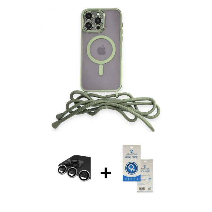 MARSİLYAN™- iPhone 14 Pro Max Kılıf Eksen Özel Seri - Şeffaf Royal Nano Ekran Koruyucu + Raze Metal Kamera Lens - GS