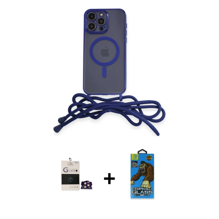 MARSİLYAN™- iPhone 14 Pro Max Kılıf Eksen Özel Seri - Siyah 18D Cam Ekran Koruyucu + Bilvis Titan Kamera Lens - GD