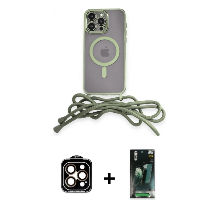 MARSİLYAN™- iPhone 14 Pro Max Kılıf Eksen Özel Seri - Siyah 360 Mat Full Body Arka Koruyucu + PVD Metal Kamera Lens - TU