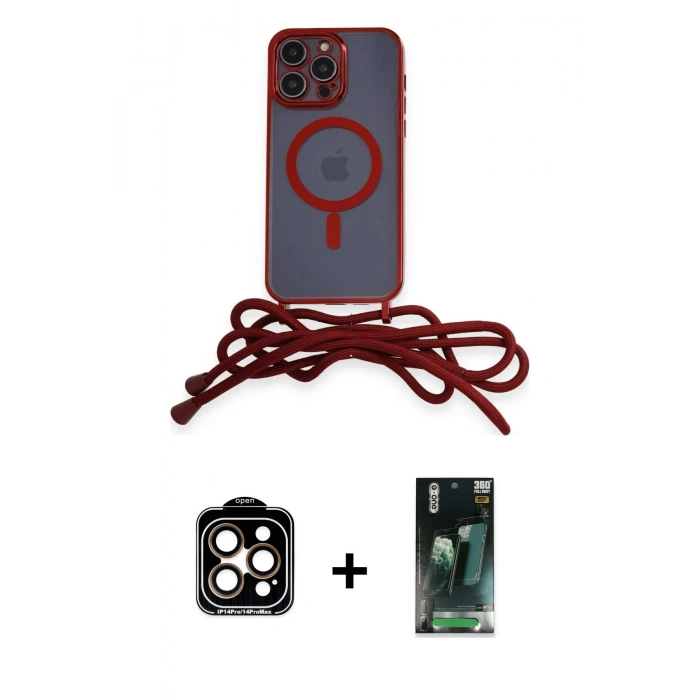 MARSİLYAN™- iPhone 14 Pro Max Kılıf Eksen Özel Seri - Siyah 360 Mat Full Body Arka Koruyucu + PVD Metal Kamera Lens - TU
