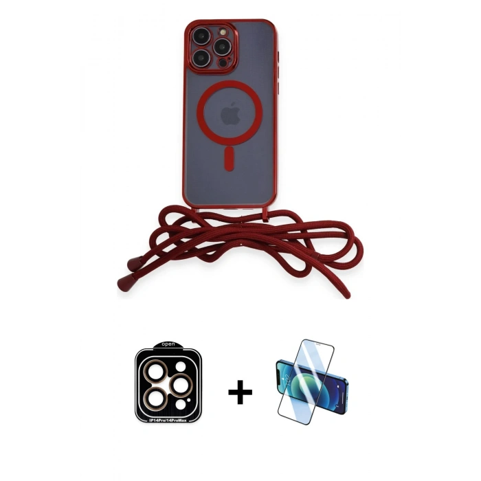 MARSİLYAN™- iPhone 14 Pro Max Kılıf Eksen Özel Seri - Siyah 3D Antistatik Cam Ekran Koruyucu + PVD Metal Kamera Lens - TU