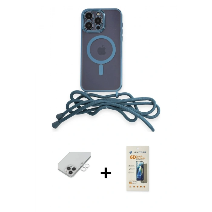 MARSİLYAN™- iPhone 14 Pro Max Kılıf Eksen Özel Seri - Siyah 6D Mat Seramik Hayalet Nano Ekran Koruyucu + Band Metal Kamera Lens - GS