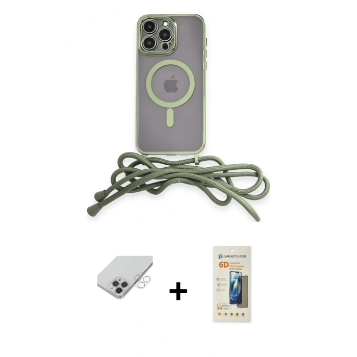 MARSİLYAN™- iPhone 14 Pro Max Kılıf Eksen Özel Seri - Siyah 6D Mat Seramik Hayalet Nano Ekran Koruyucu + Band Metal Kamera Lens - GS