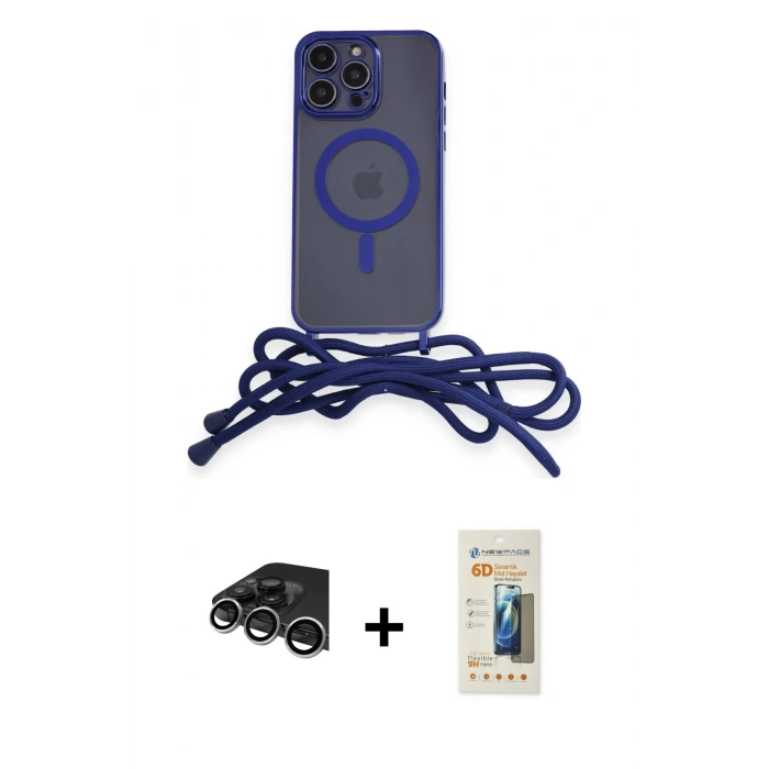 MARSİLYAN™- iPhone 14 Pro Max Kılıf Eksen Özel Seri - Siyah 6D Mat Seramik Hayalet Nano Ekran Koruyucu + Raze Metal Kamera Lens - GS