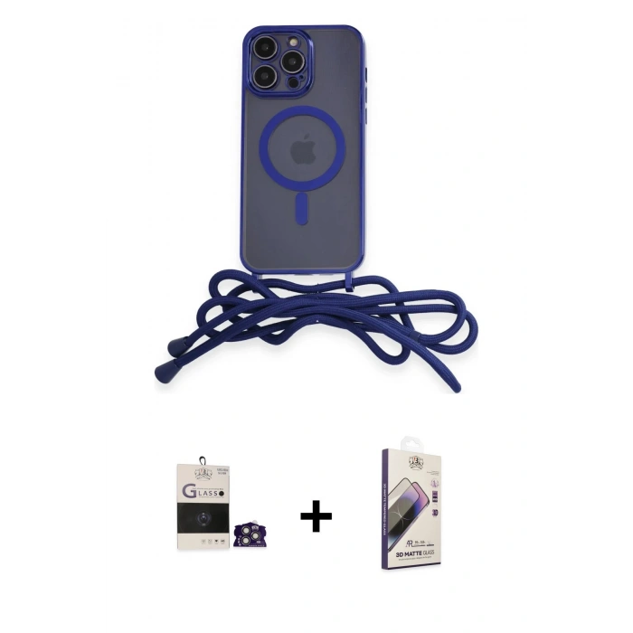 MARSİLYAN™- iPhone 14 Pro Max Kılıf Eksen Özel Seri - Siyah Bilvis 3D Mat Cam Ekran Koruyucu + Bilvis Titan Kamera Lens - GS