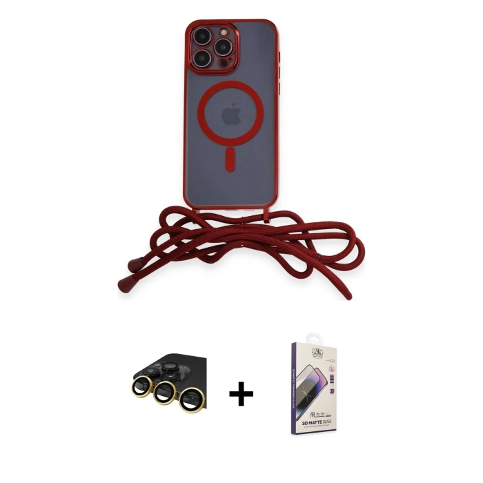 MARSİLYAN™- iPhone 14 Pro Max Kılıf Eksen Özel Seri - Siyah Bilvis 3D Mat Cam Ekran Koruyucu + Raze Metal Kamera Lens - GD