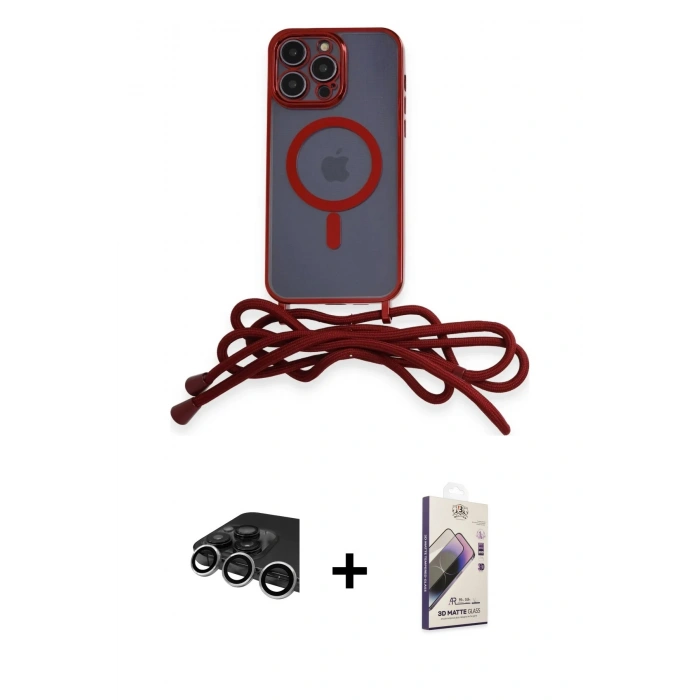 MARSİLYAN™- iPhone 14 Pro Max Kılıf Eksen Özel Seri - Siyah Bilvis 3D Mat Cam Ekran Koruyucu + Raze Metal Kamera Lens - GS