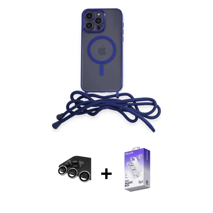MARSİLYAN™- iPhone 14 Pro Max Kılıf Eksen Özel Seri - Siyah Bilvis 5in1 3D Magic Cam Ekran Koruyucu + Raze Metal Kamera Lens - GS