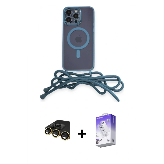 MARSİLYAN™- iPhone 14 Pro Max Kılıf Eksen Özel Seri - Siyah Bilvis 5in1 3D Magic Cam Ekran Koruyucu + Raze Metal Kamera Lens - GD