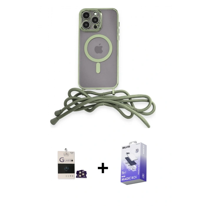 MARSİLYAN™- iPhone 14 Pro Max Kılıf Eksen Özel Seri - Siyah Bilvis 5in1 5D Magic Hayalet Cam Ekran Koruyucu + Bilvis Titan Kamera Lens - GD