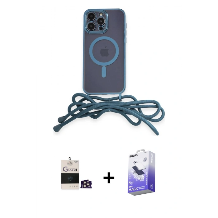 MARSİLYAN™- iPhone 14 Pro Max Kılıf Eksen Özel Seri - Siyah Bilvis 5in1 5D Magic Hayalet Cam Ekran Koruyucu + Bilvis Titan Kamera Lens - GD