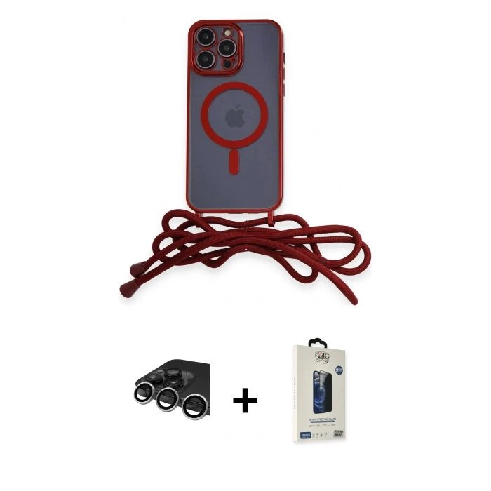 MARSİLYAN™- iPhone 14 Pro Max Kılıf Eksen Özel Seri - Siyah Bilvis Hayalet Cam Ekran Koruyucu + Gümüş Raze Metal Kamera Lens