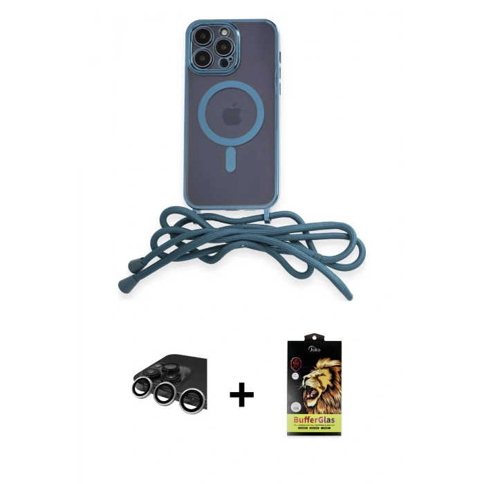 MARSİLYAN™- iPhone 14 Pro Max Kılıf Eksen Özel Seri - Siyah Buffer Cam Ekran Koruyucu + Gümüş Raze Metal Kamera Lens