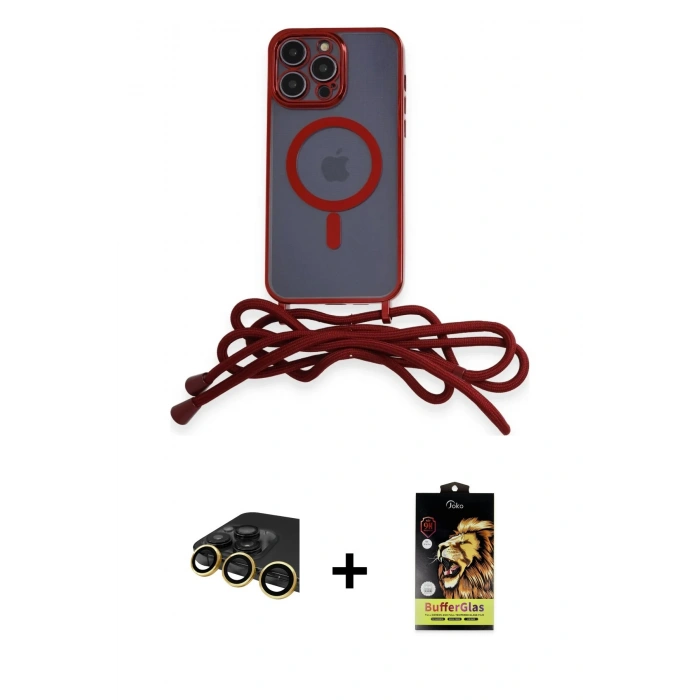 MARSİLYAN™- iPhone 14 Pro Max Kılıf Eksen Özel Seri - Siyah Buffer Cam Ekran Koruyucu + Raze Metal Kamera Lens - GD
