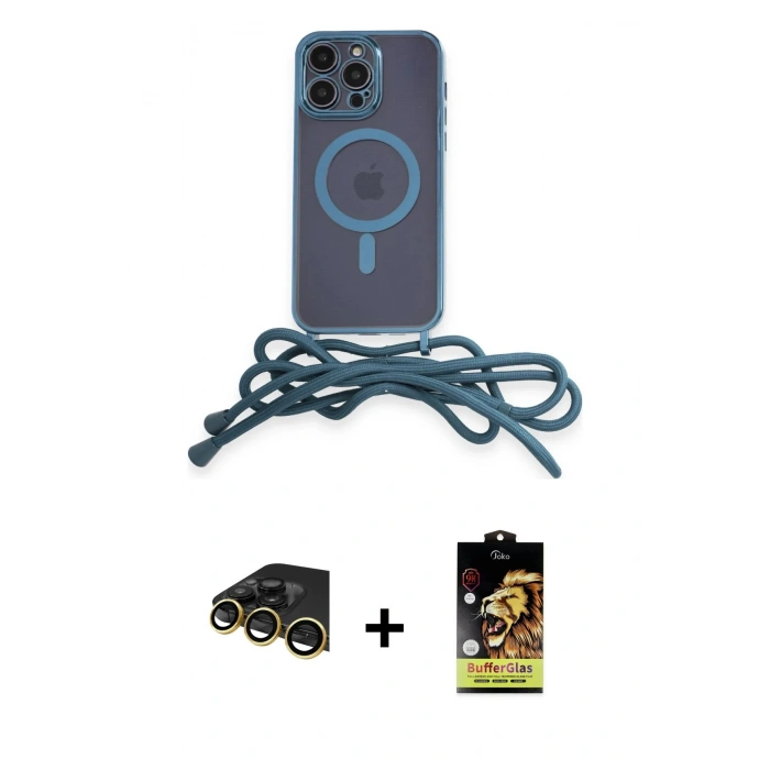 MARSİLYAN™- iPhone 14 Pro Max Kılıf Eksen Özel Seri - Siyah Buffer Cam Ekran Koruyucu + Raze Metal Kamera Lens - GD