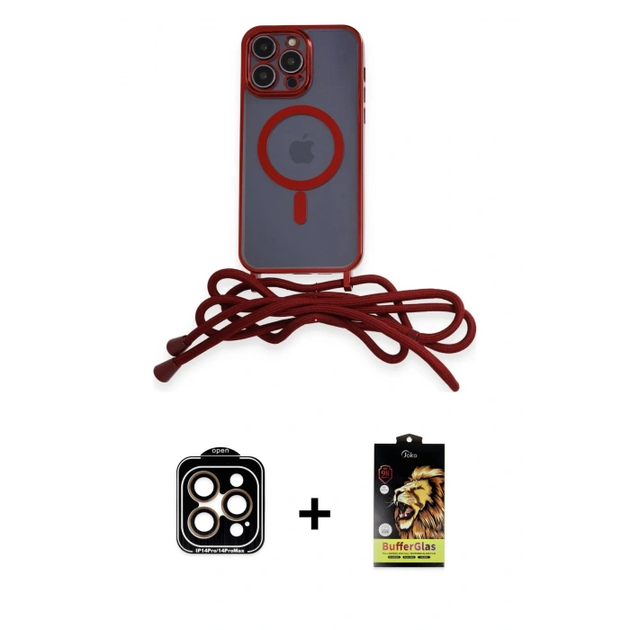MARSİLYAN™- iPhone 14 Pro Max Kılıf Eksen Özel Seri - Siyah Buffer Cam Ekran Koruyucu + PVD Metal Kamera Lens - TU
