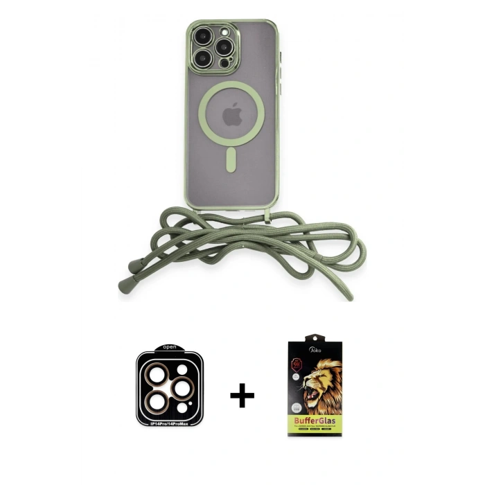 MARSİLYAN™- iPhone 14 Pro Max Kılıf Eksen Özel Seri - Siyah Buffer Cam Ekran Koruyucu + PVD Metal Kamera Lens - TU