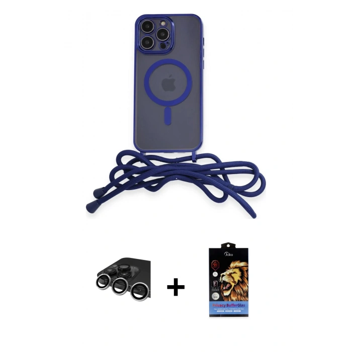 MARSİLYAN™- iPhone 14 Pro Max Kılıf Eksen Özel Seri - Siyah Buffer Hayalet Cam Ekran Koruyucu + Raze Metal Kamera Lens - GS