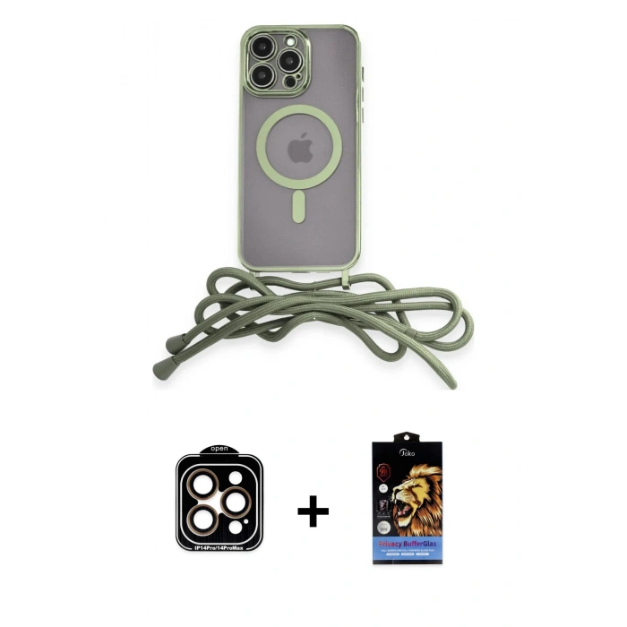 MARSİLYAN™- iPhone 14 Pro Max Kılıf Eksen Özel Seri - Siyah Buffer Hayalet Cam Ekran Koruyucu + Turuncu PVD Metal Kamera Lens