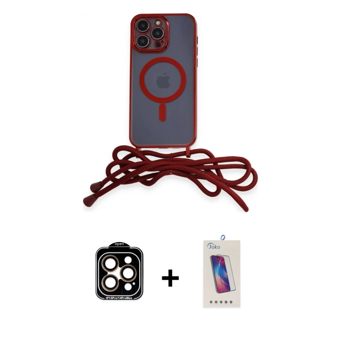 MARSİLYAN™- iPhone 14 Pro Max Kılıf Eksen Özel Seri - Siyah Joko 5D Cam + PVD Metal Kamera Lens - TU
