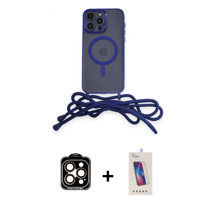 MARSİLYAN™- iPhone 14 Pro Max Kılıf Eksen Özel Seri - Siyah Joko 5D Cam + PVD Metal Kamera Lens - TU