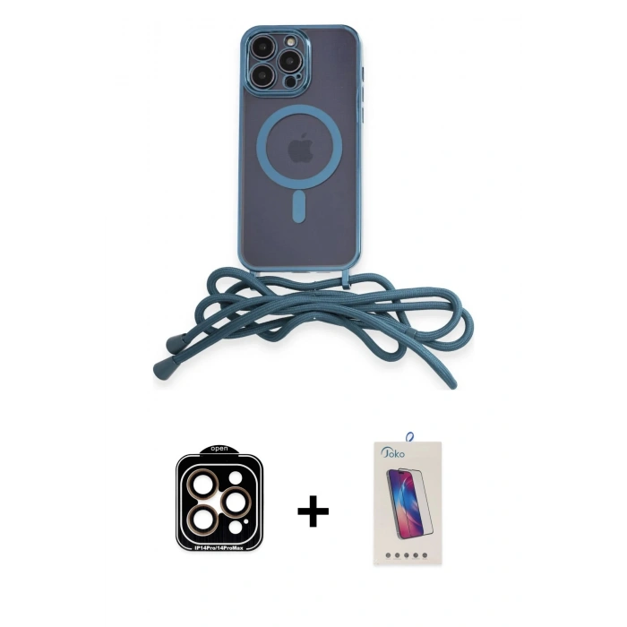 MARSİLYAN™- iPhone 14 Pro Max Kılıf Eksen Özel Seri - Siyah Joko 5D Cam + PVD Metal Kamera Lens - TU