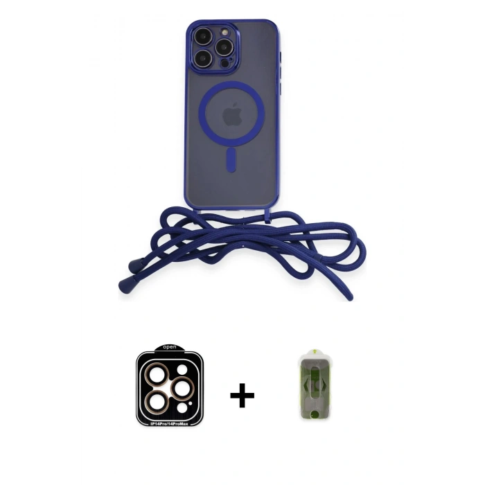 MARSİLYAN™- iPhone 14 Pro Max Kılıf Eksen Özel Seri - Siyah Joko Magic 5D Hayalet Cam + PVD Metal Kamera Lens - TU