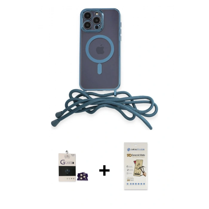 MARSİLYAN™- iPhone 14 Pro Max Kılıf Eksen Özel Seri - Siyah Mat Seramik Nano Ekran Koruyucu + Bilvis Titan Kamera Lens - GD