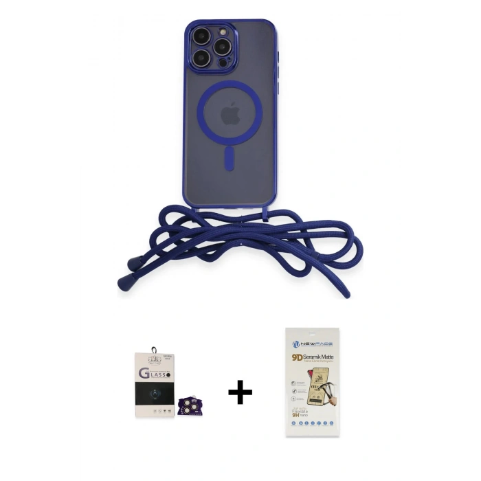 MARSİLYAN™- iPhone 14 Pro Max Kılıf Eksen Özel Seri - Siyah Mat Seramik Nano Ekran Koruyucu + Bilvis Titan Kamera Lens - GD