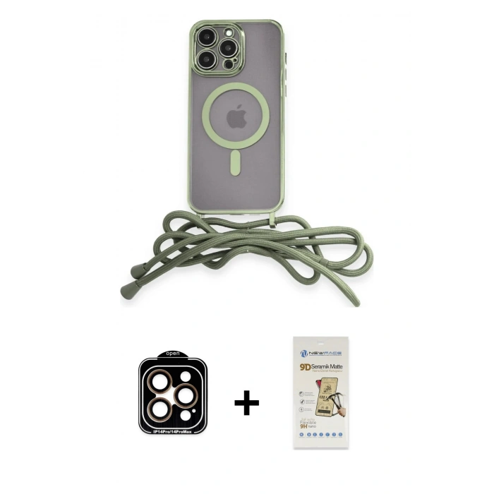MARSİLYAN™- iPhone 14 Pro Max Kılıf Eksen Özel Seri - Siyah Mat Seramik Nano Ekran Koruyucu + PVD Metal Kamera Lens - TU